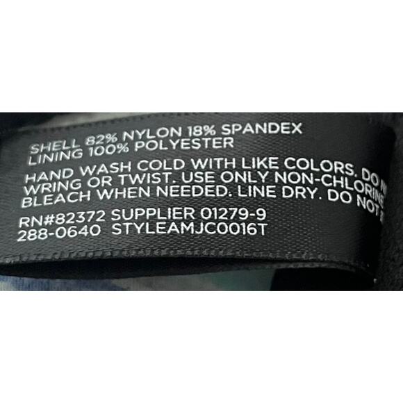 AMBRIELLE SWEETHEART NECKLINE TANK TOP, WOMENS, M, GREEN GOLD WHITE ABSTRACT - Picture 9 of 9